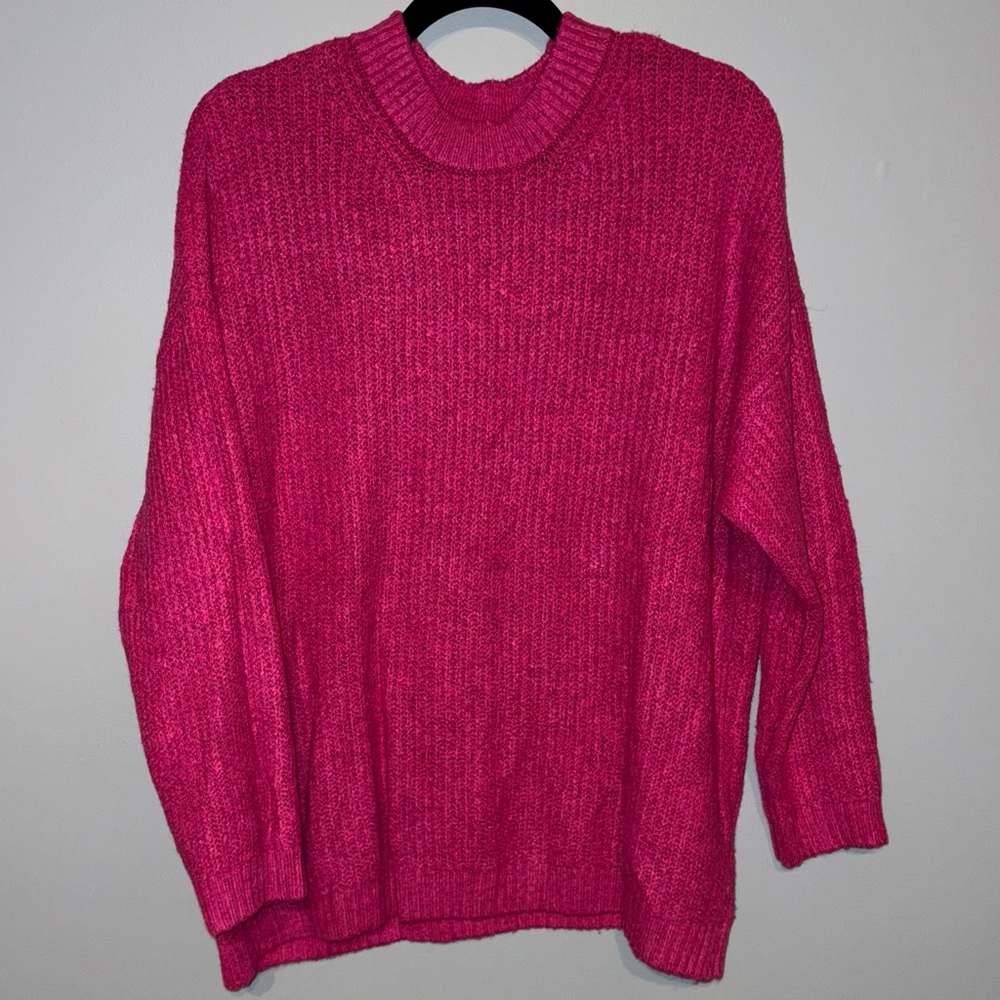 American Eagle | Vibrant Pink Knit Sweater Mock Turtleneck Women’s Size Medium - Picture 1 of 8